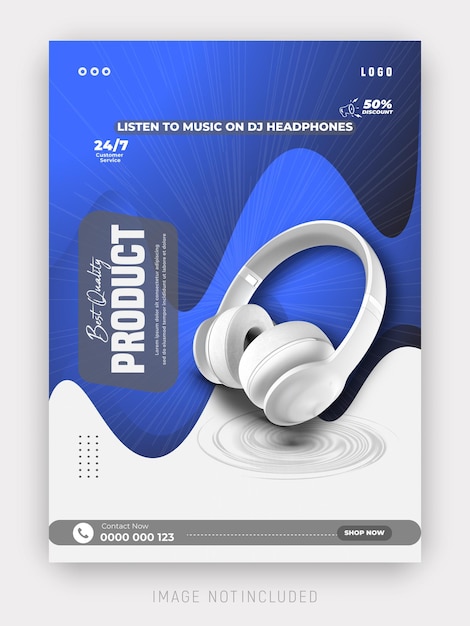 Acoustic Adventure Fone de ouvido Produto de marca Mídia Social Post Promoção de dispositivo Flyer Template