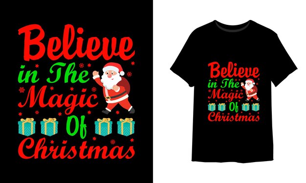 Vetor acredite na magia do design de camisetas de natal