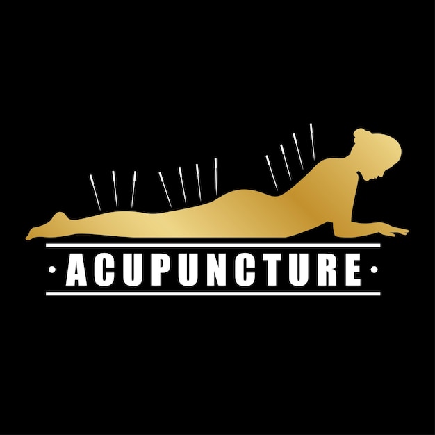 Vetor acupuntura logotipo design terapia alternativa sinal massagem chinesa spa cuidado corporal procedimentos de saúde