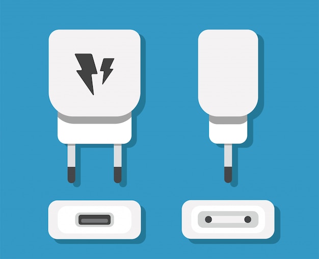 Vetor adaptador de carregador usb para smartphone com cabo micro usb (soquete e conector para pc e dispositivos móveis)