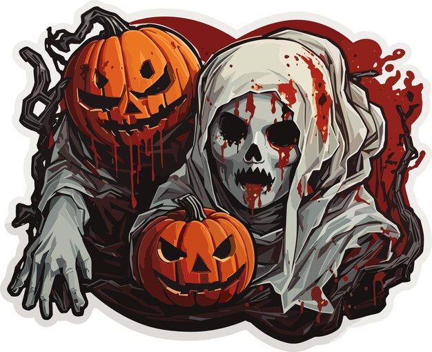 50 halloween assustador goo adesivos dos desenhos animados abóbora