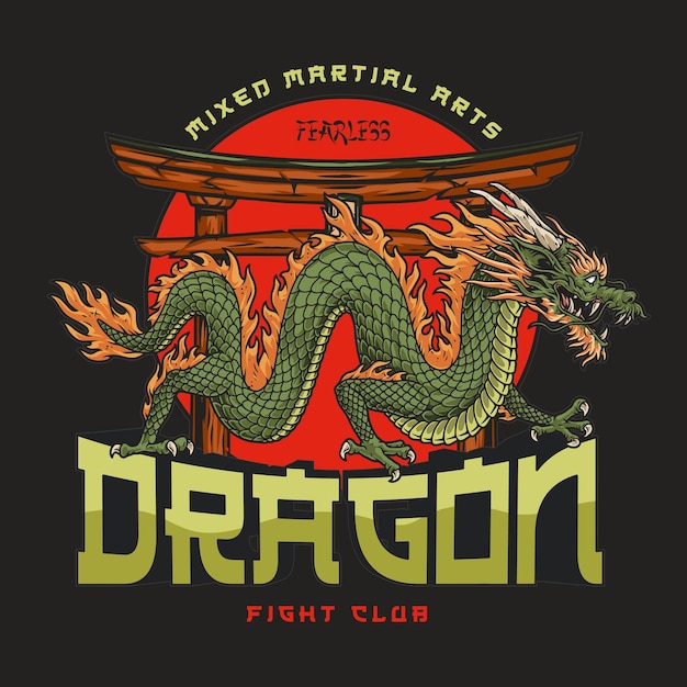 adesivo colorido de dragão de luta japonês