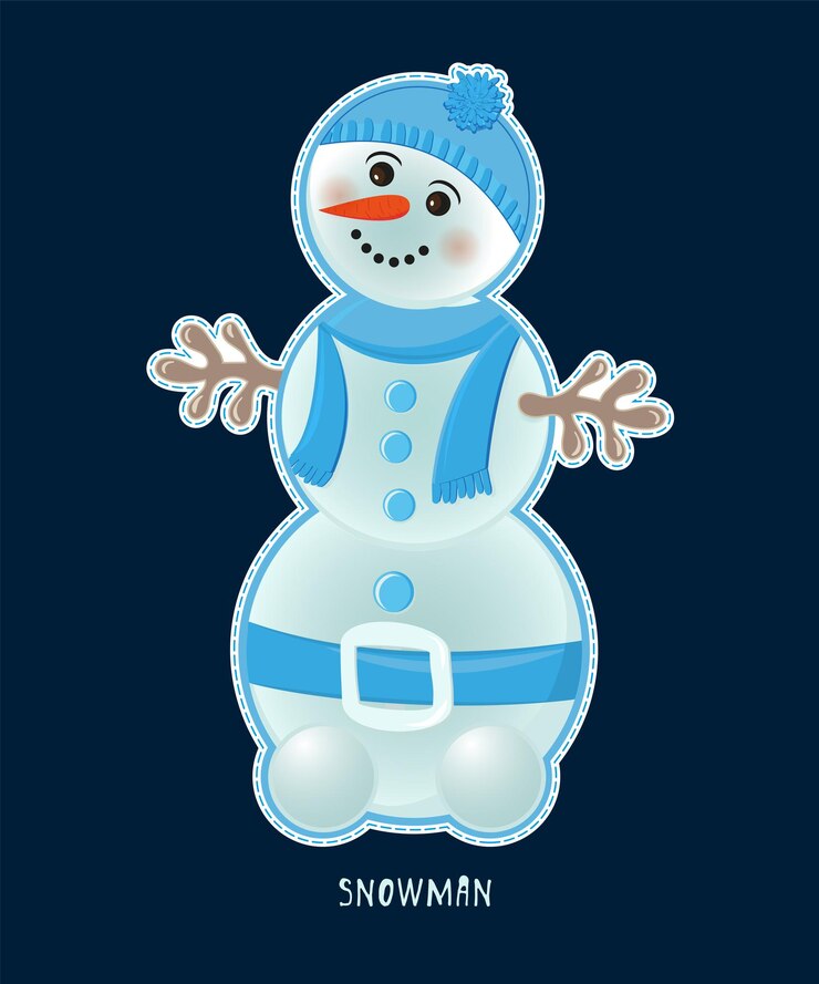 Vetor adesivo de bebê de aniversário fofo com boneco de neve