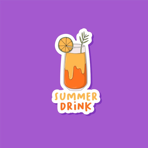 Adesivo de bebida de verão colorido desenhado à mão