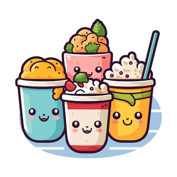 Adesivo Quadrado Desenhos De Comida No Amor A Kawaii