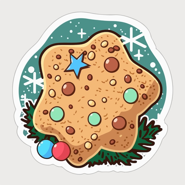 Vetor adesivo de desenho animado de biscoito de natal adesivos de biscoitos de natal decoração isolada coleção de ano novo