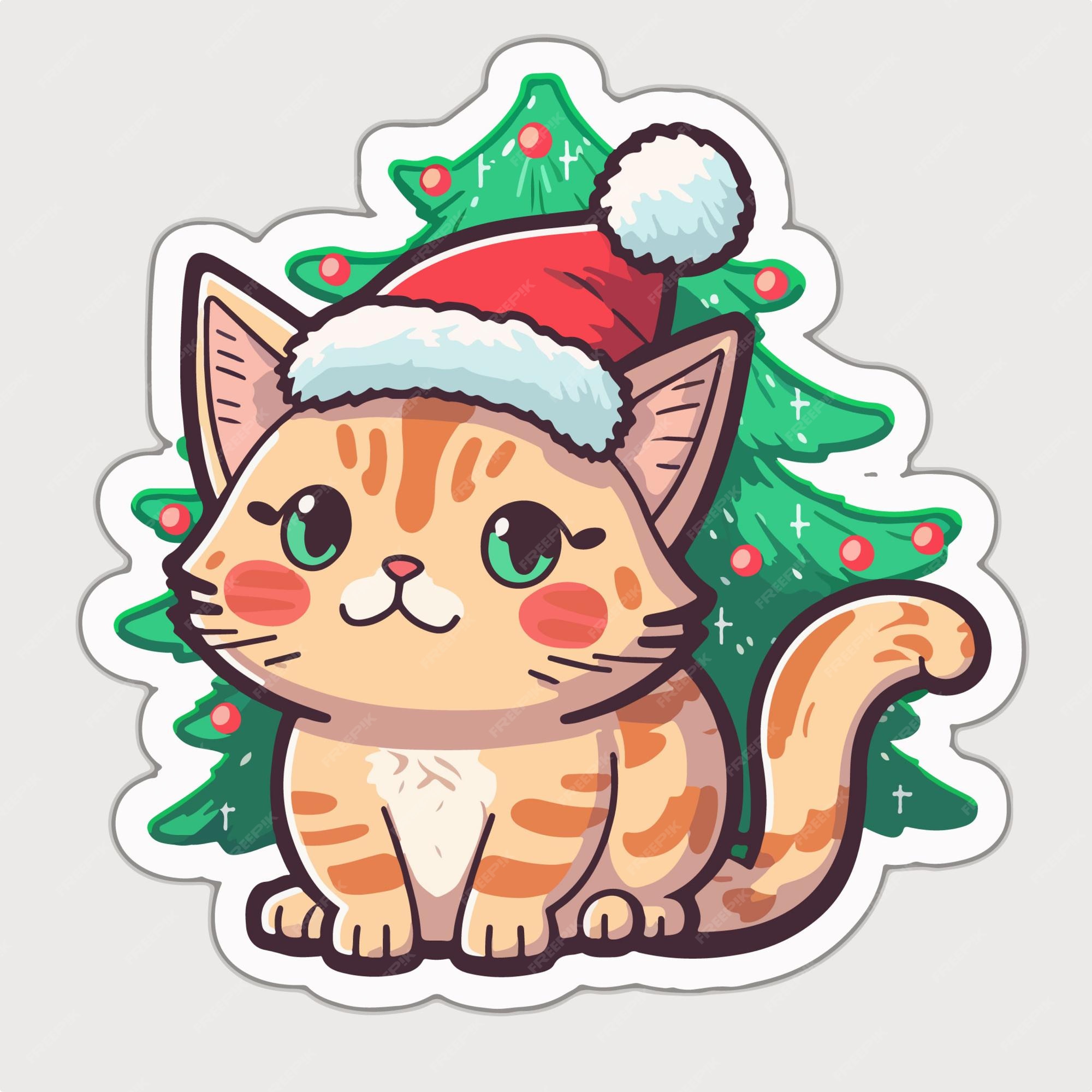 desenho de natal do gato kawaii 10260775 Vetor no Vecteezy