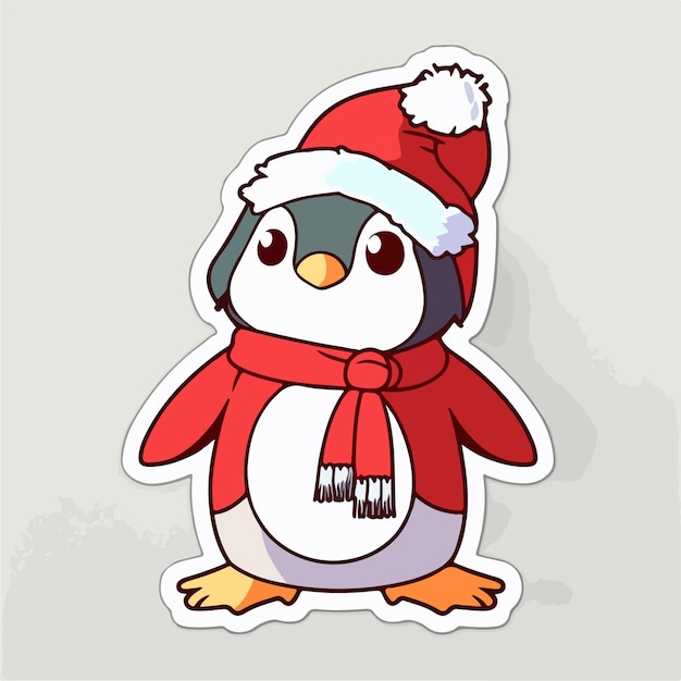 Adesivo de desenho animado de pinguim de natal pinguim de natal em pacote de adesivos de chapéu Férias de inverno