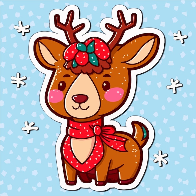 Adesivo de desenho animado de veado de natal adesivos de rena de natal decoração isolada feriados de inverno