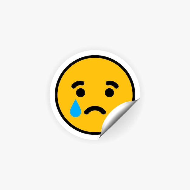 Adesivo de emoji chorando. chore. triste. chateado. pranto.