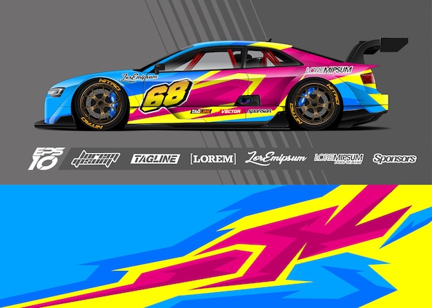 Adesivo de envoltório de carro. Corrida de listras abstratas