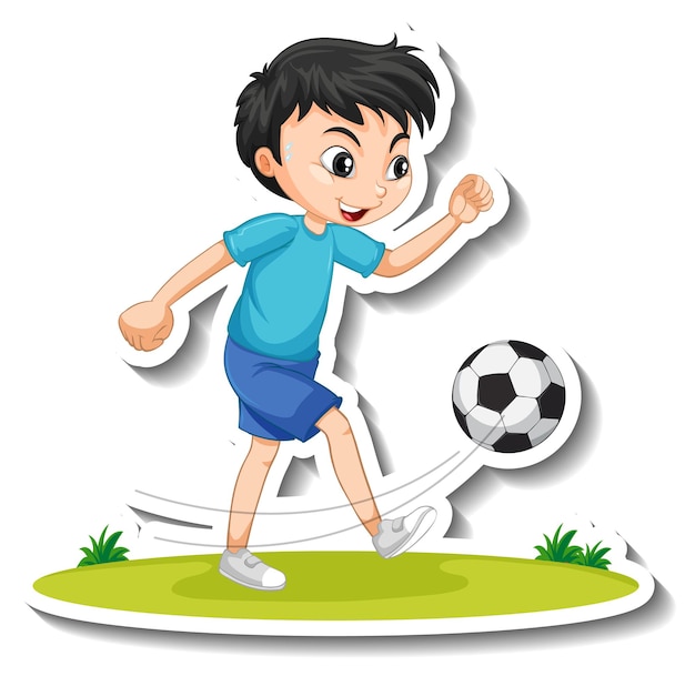 Menino Jogando Futebol Desenho Animado Personagem Adesivo Ilustração imagem  vetorial de blueringmedia© 504768058