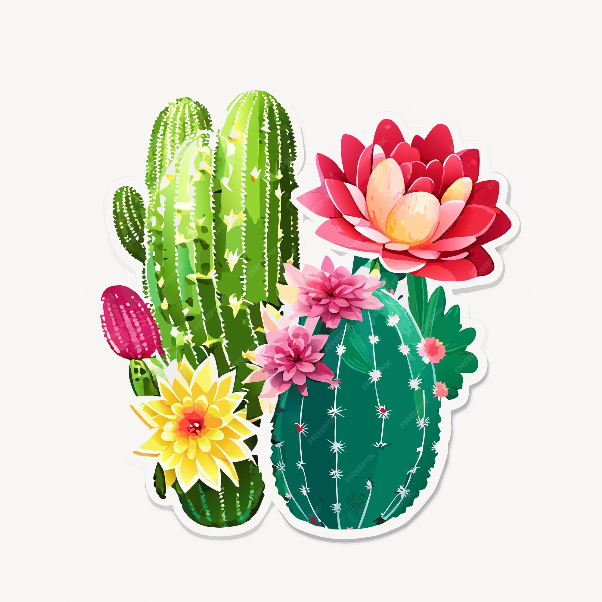 Conjunto De Cactus Desert Cactos Flores Vetor Ilustração Stock - Ilustração  de aloés, isolado: 231350589