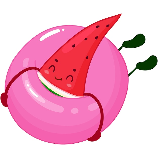 Adesivo de verão de personagem de melancia kawaii