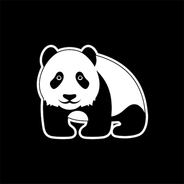 Silhueta de panda de desenho animado em estilo simples e plano