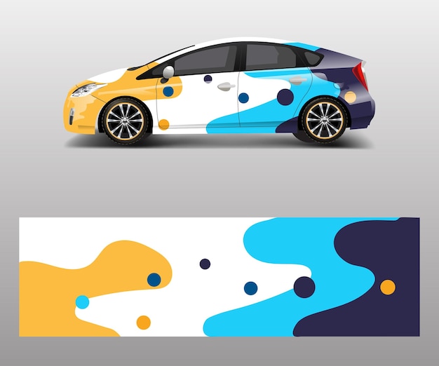 Vetor adesivo de vinil de envoltório de vetor gráfico decalque de carro designs gráficos de forma de onda abstrata para corrida de marca e vetor de design de modelo de carro à deriva