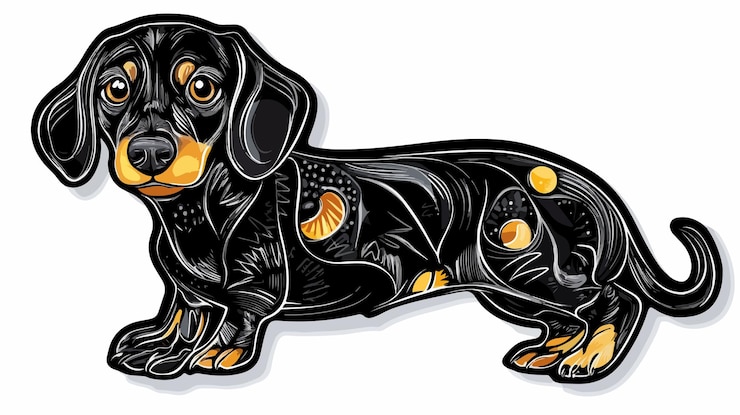 Vetor adesivo digital transparente para cães dachshund para ilustrações