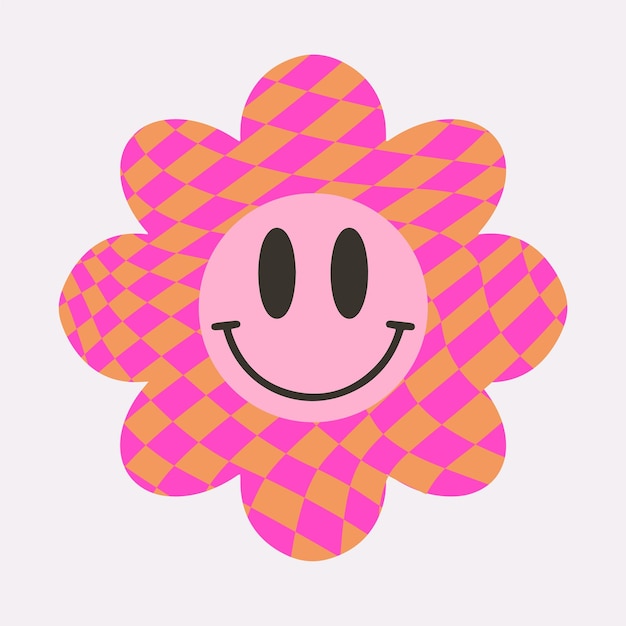 Adesivo engraçado dos anos 2000 da ilustração groovy flower desenhada à mão nos desenhos animados de 2000 nostalgia pelo conceito de 2000 anos