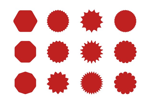 Vetor adesivo estrela callout starburst preço crachá adesivo promo tag ícone com borda recortada círculos de venda ondulados e selos de selo de elipse ilustração vetorial isolado em fundo branco