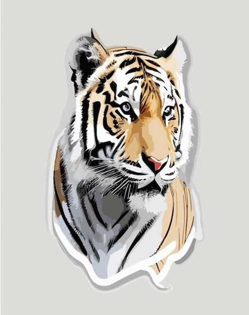 Vetor adesivo fundo branco animal tigre