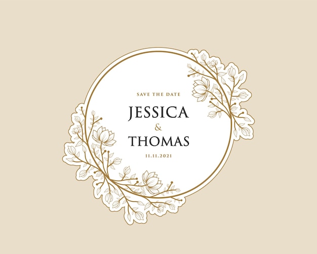 Adesivo para impressão com logotipo de grinalda botânica feminina para cartão de casamento da boutique do salão de beleza do bouquet spa