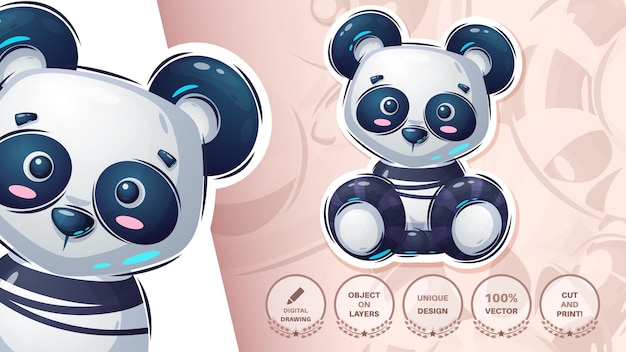 Adesivo personagem de desenho animado panda adorável