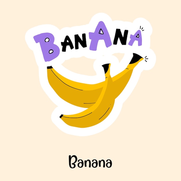 Vetor adesivo plano de alimentos saudáveis e orgânicos de bananas