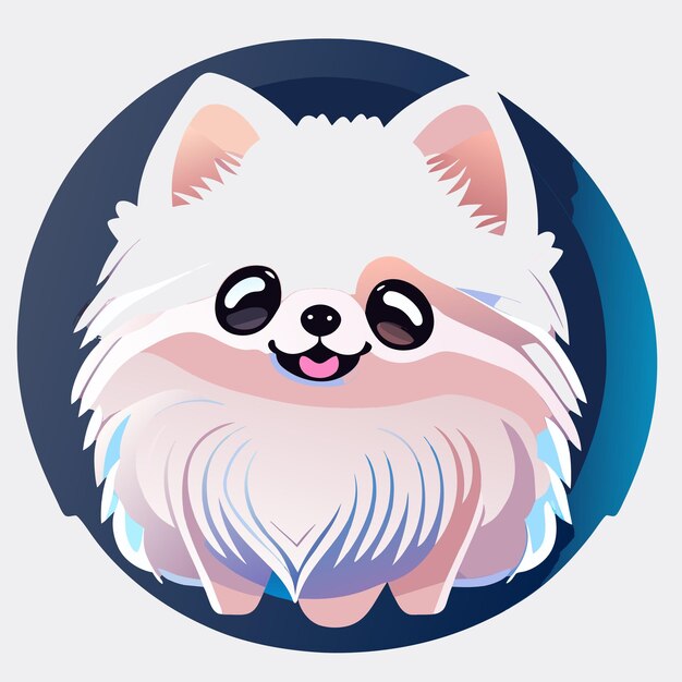 Vetor adesivo um adorável pomeranian branco fofo