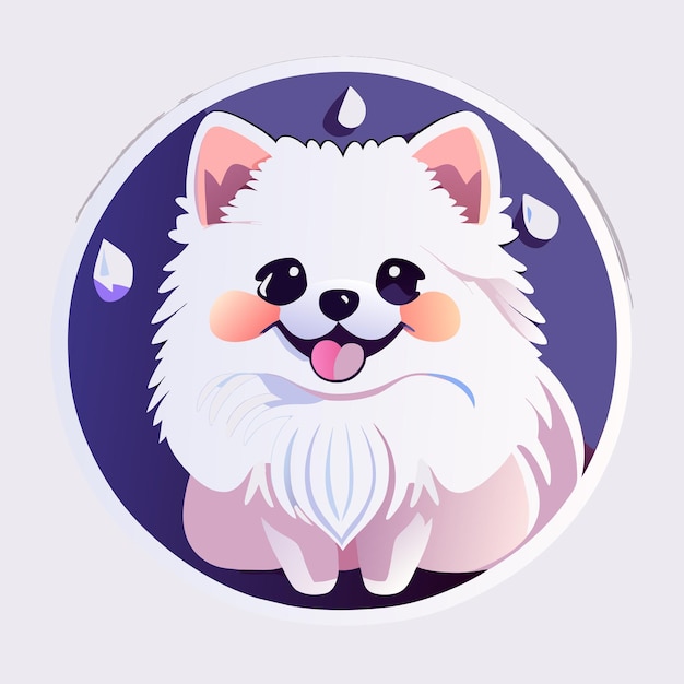 Vetor adesivo um adorável pomeranian branco fofo