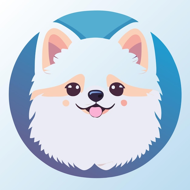 Vetor adesivo um adorável pomeranian branco fofo