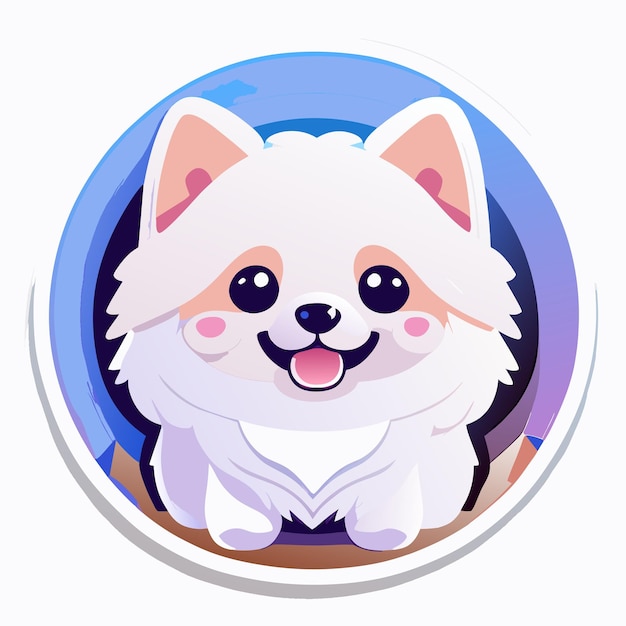 Adesivo um adorável pomeranian branco fofo