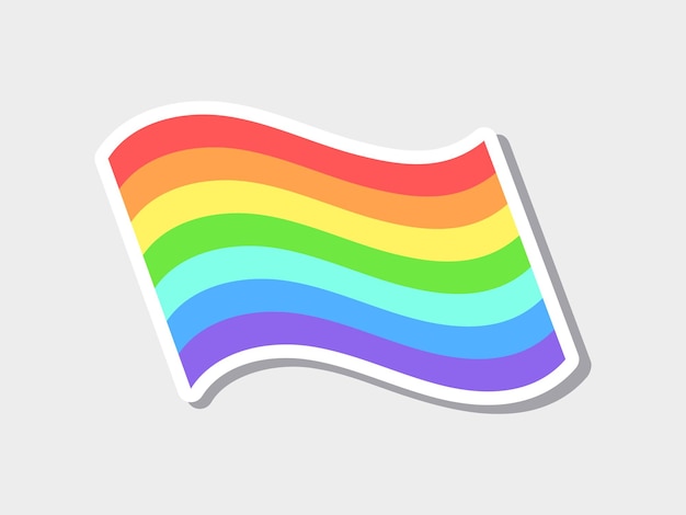 Vetor adesivo vetorial de bandeira arco-íris nas cores da comunidade lgbt em fundo branco