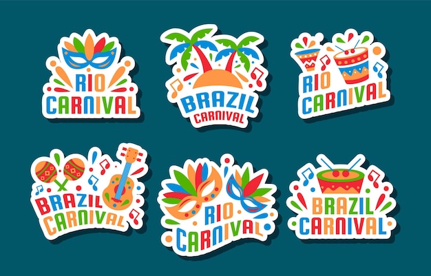 Vetor adesivos coloridos de carnaval do rio