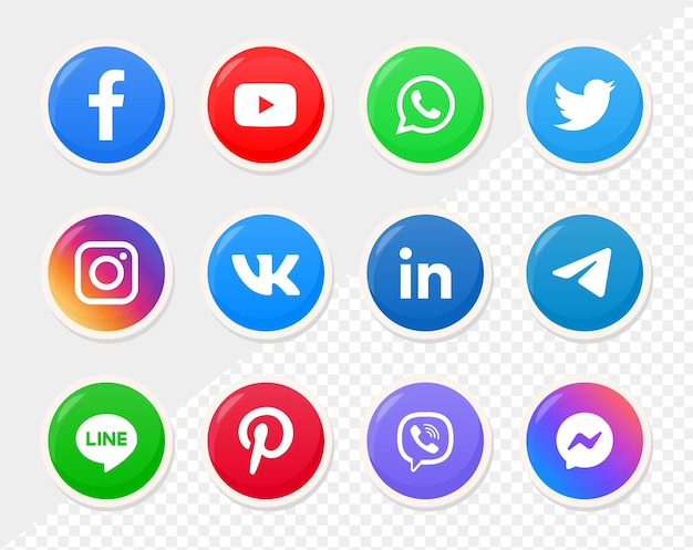 Vetor adesivos de botão de plataformas de rede de logotipos de ícones de mídia social