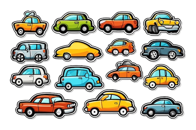 Vetor adesivos de carros antigos e ilustração de carro de viagem