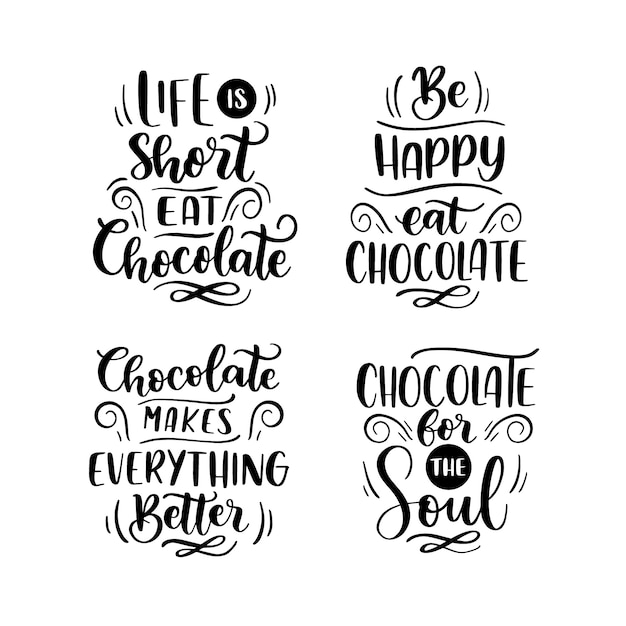 Adesivos de chocolate com letras pretas