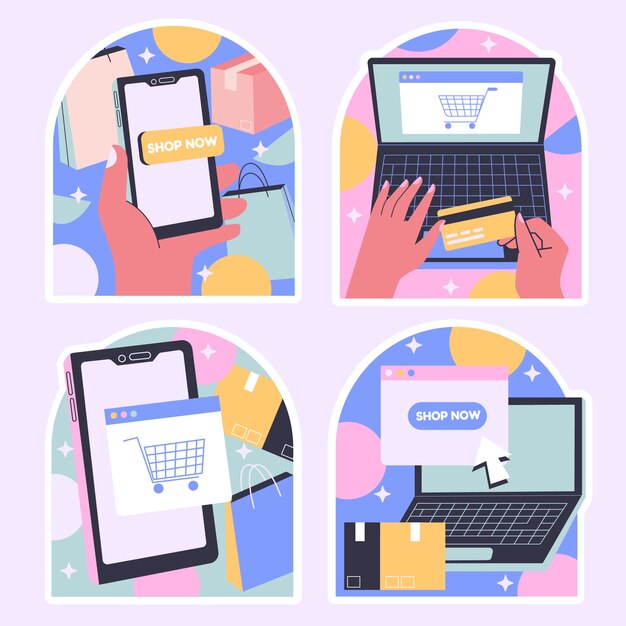 Adesivos de compras de estilo simples e ingênuo