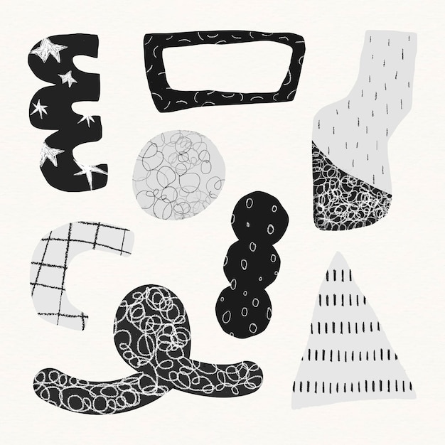 adesivos de forma abstrata preta conjunto de design simples vetor