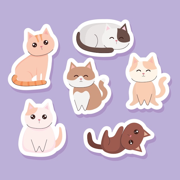 Adesivos de gatos fofos