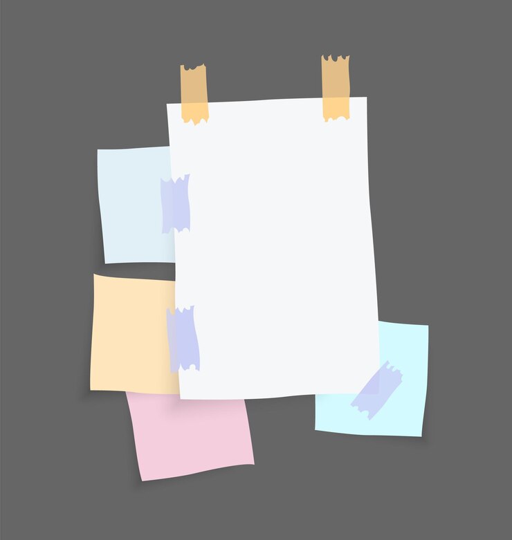 Vetor adesivos de notas de papel. lugar para mensagens de memorando em folhas de papel.