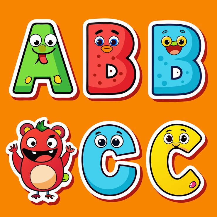 Vetor adesivos de números e letras bonitos