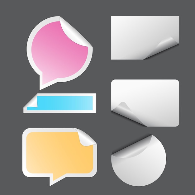 adesivos de papel quadrado realista branco vetorial com canto branco isolado