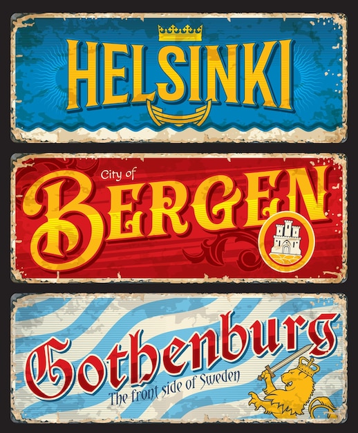 Adesivos de viagem da cidade de helsinki bergen gotemburgo