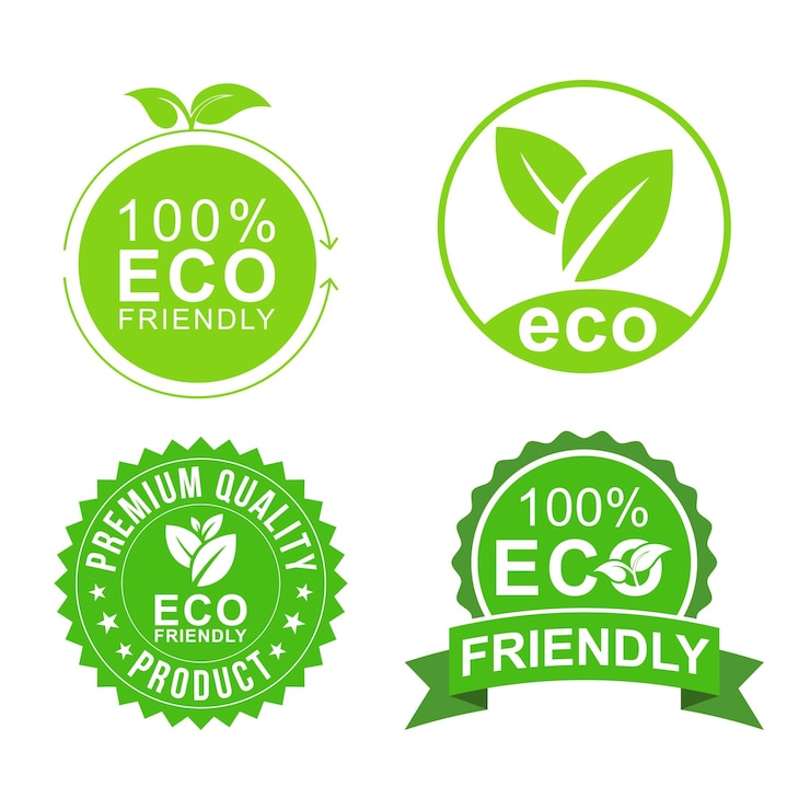 Vetor adesivos ecológicos etiquetas verdes naturais