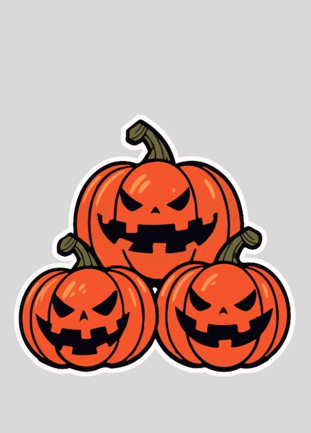 Adesivos planos 2d de abóbora de halloween