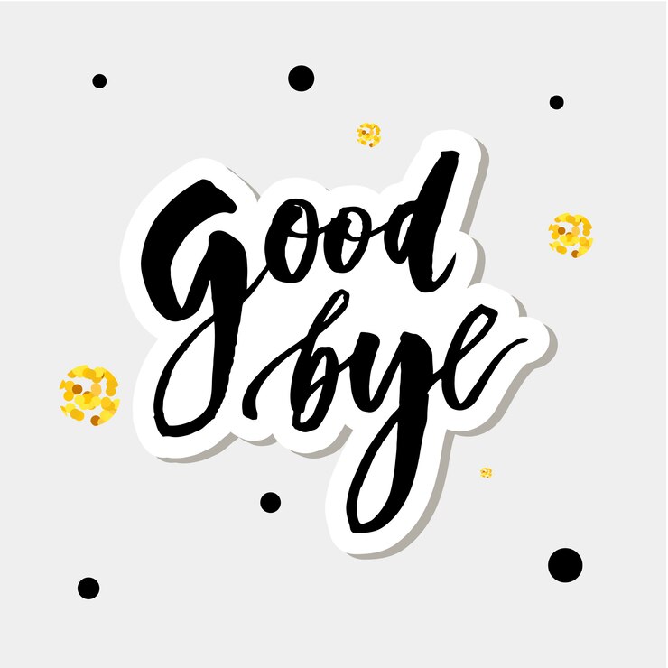Vetor adeus lettering caligrafia frase tchau ouro