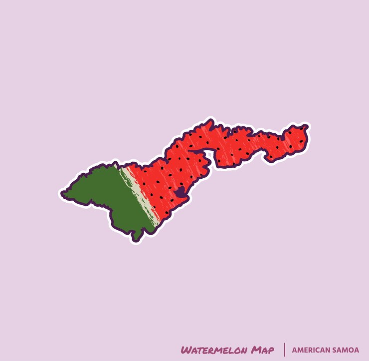 Vetor adicione uma fatia de verão aos seus projetos com esta ilustração do mapa da melancia de samoa americana