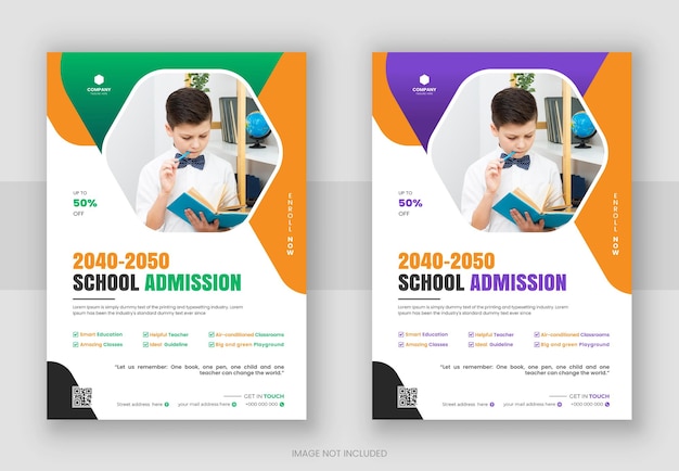 Admissão de volta à escola desenho de panfleto a4 ou modelo de cartaz de folheto de educação para crianças