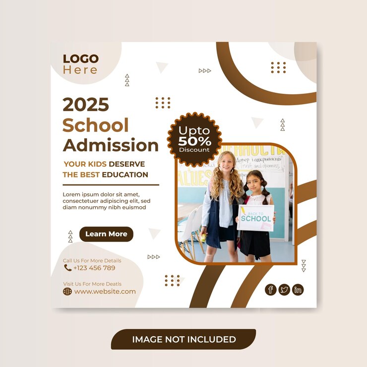 Admissão escolar 2025 Design de postagem de mídia social