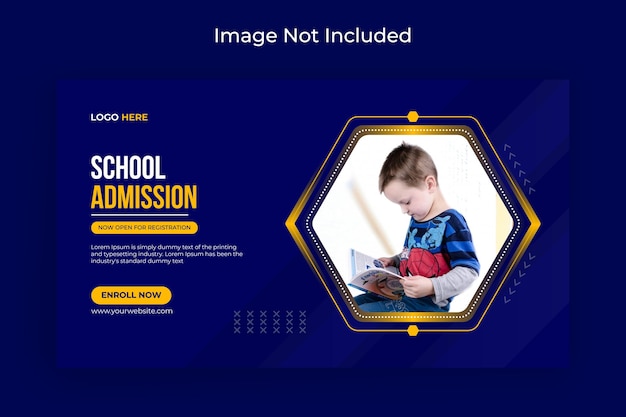 Admissão escolar mídia social e folheto de banner da web vetor premium de fotos de capa do facebook